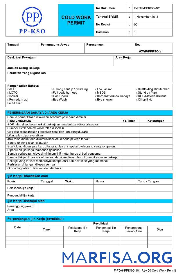 Blank PP KSO company work permit download for verification